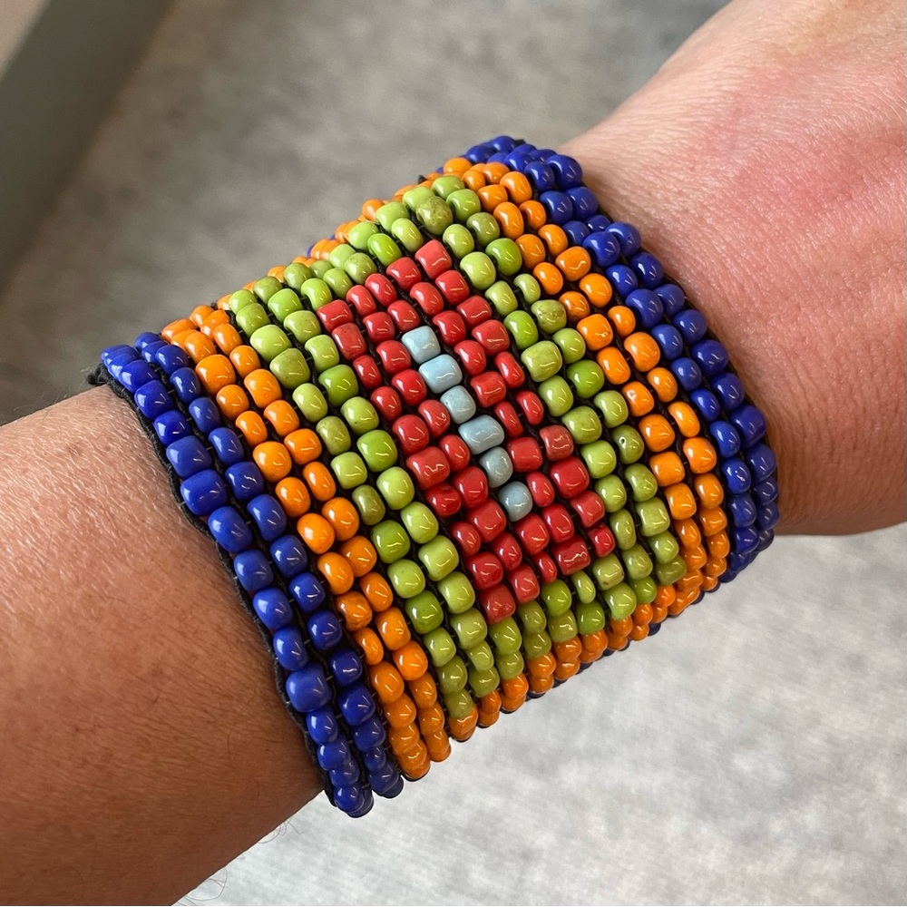 NEW RJ Graziano Beaded Stretch Cuff Wrist Bracelet